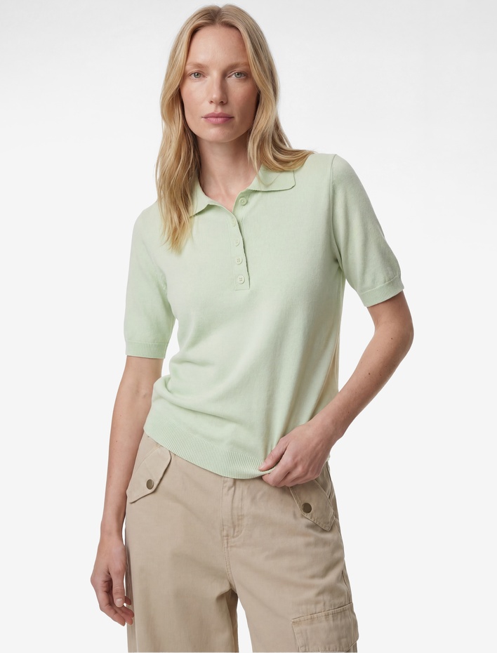  Düğmeli Kısa Kollu Polo Yaka Triko Kazak