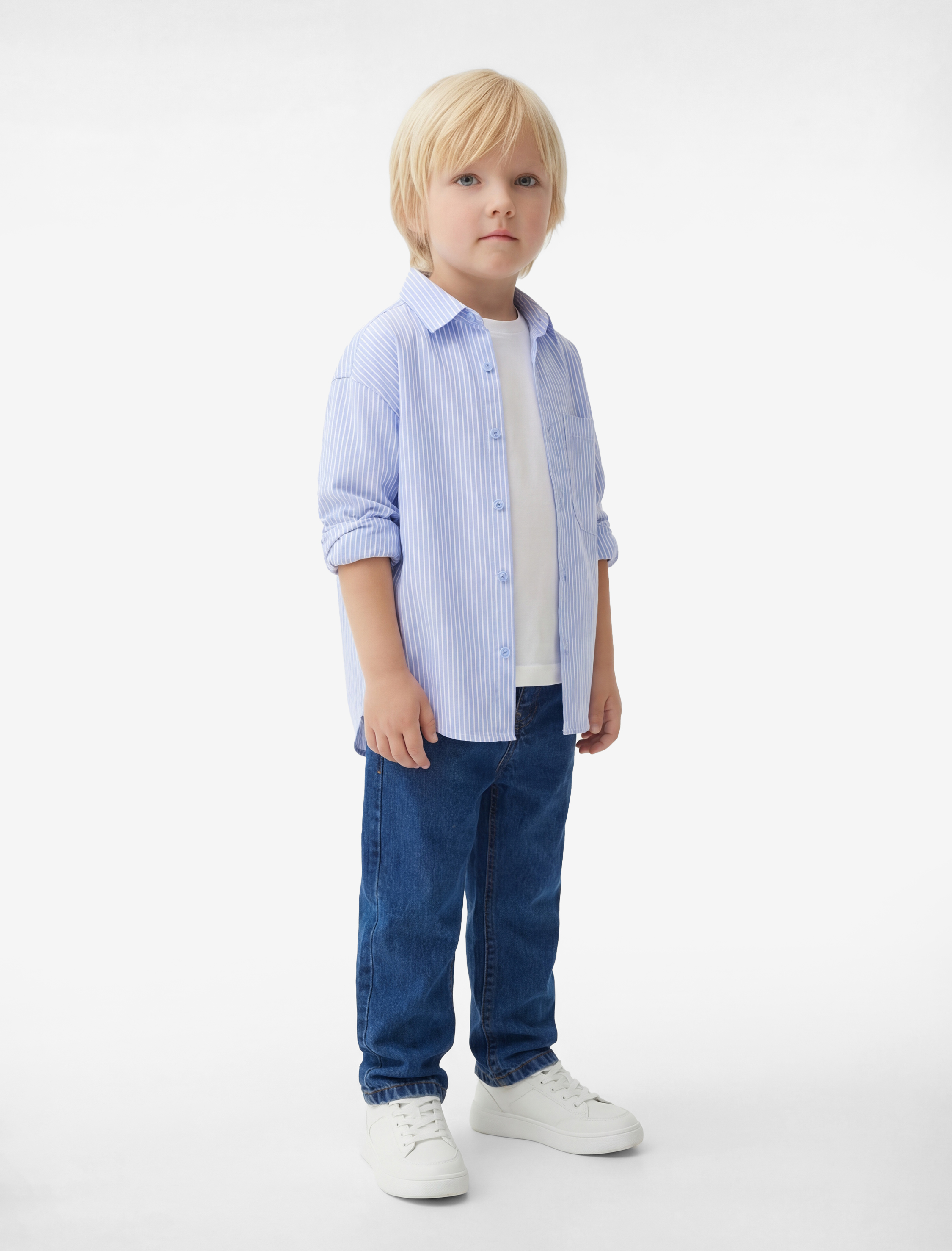  Erkek Bebek Pamuklu Cepli Düğmeli Denim Pantolon