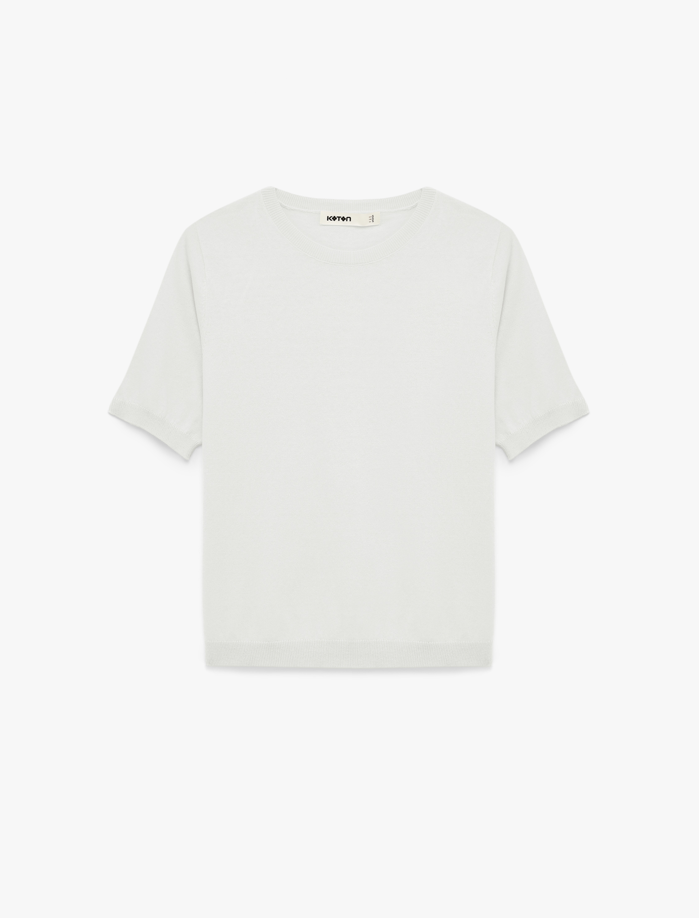   Pamuklu Kısa Kollu Bisiklet Yaka Triko Kazak