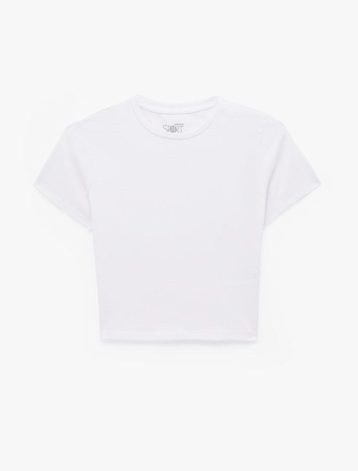  Pamuklu Slim Fit Kısa Kollu Bisiklet Yaka Spor Tişört