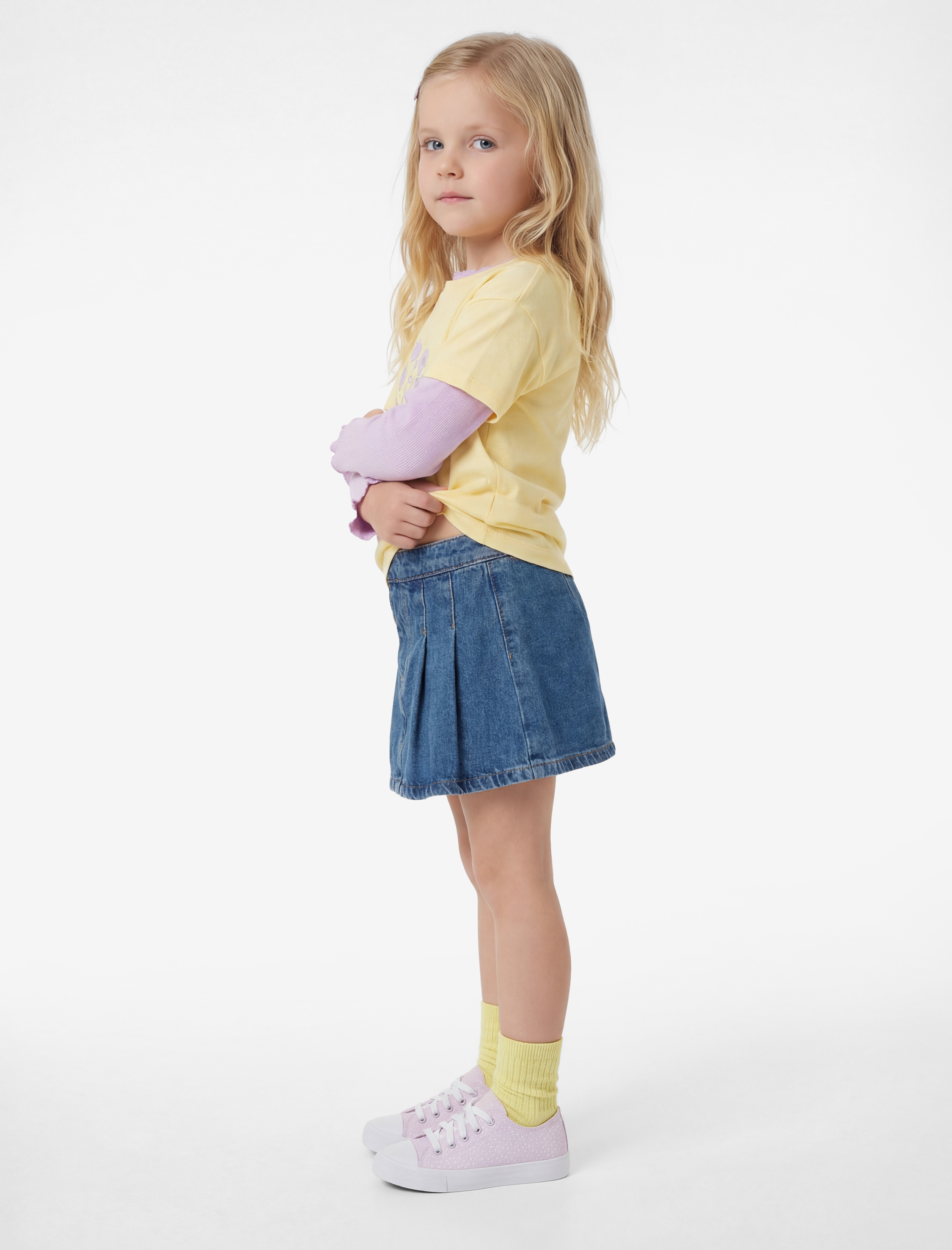  Kız Bebek Pamuklu Kısa Kollu Bisiklet Yaka Çiçekli Tişört