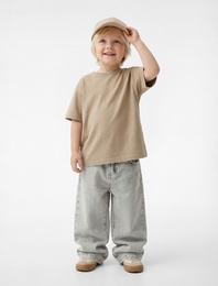 Pamuklu Beli Lastikli Normal Paça Denim Pantolon