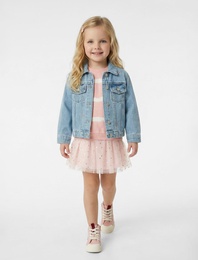 Parlak Yıldız Desenli Beli Lastikli Tütü Etek