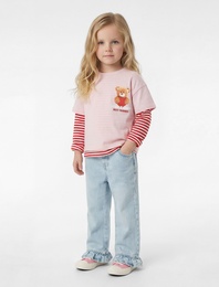 Pamuklu Cepli Fırfırlı Paça Geniş Paça Denim Pantolon