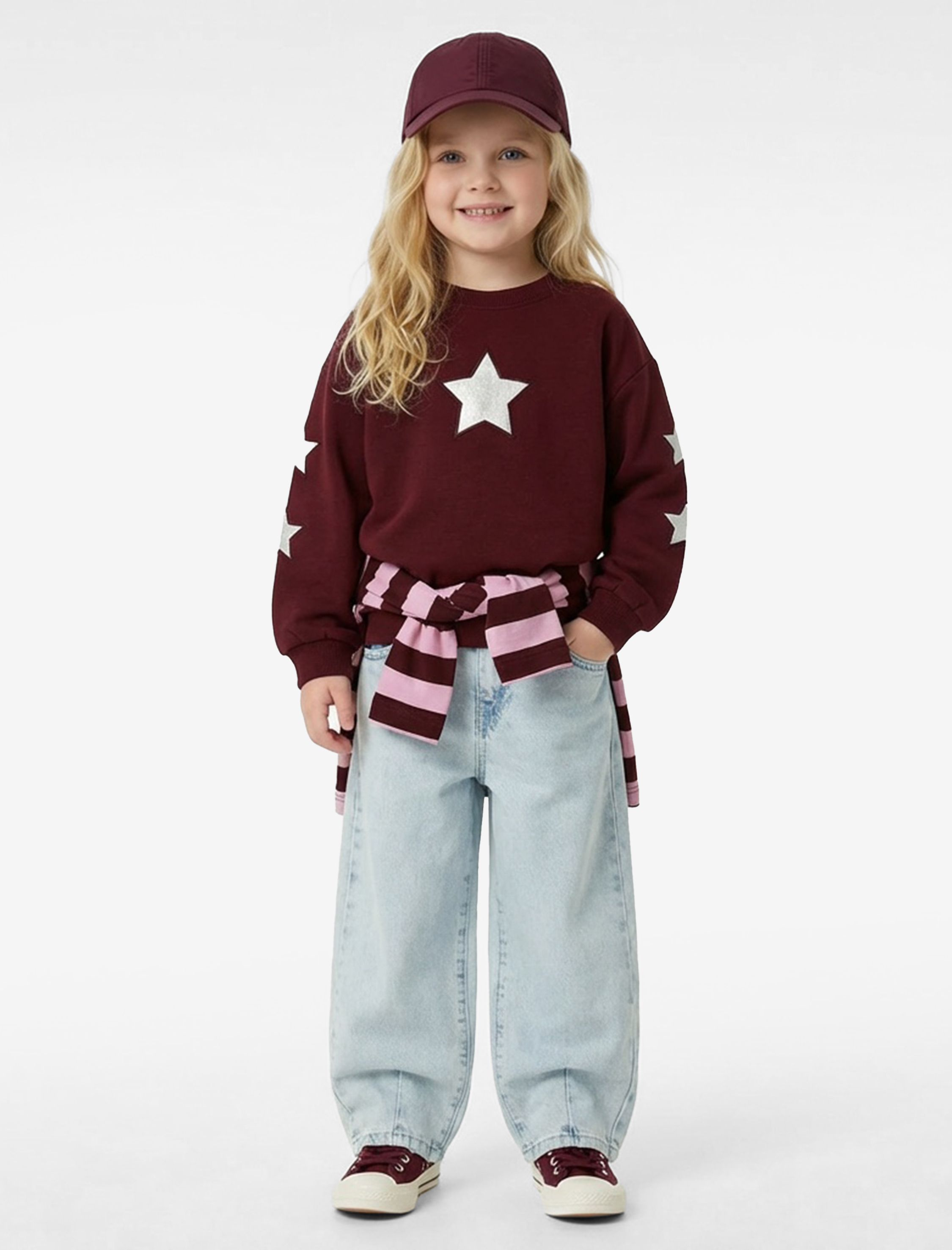  Kız Bebek Pamuklu Balon Fit Cepli Denim Pantolon