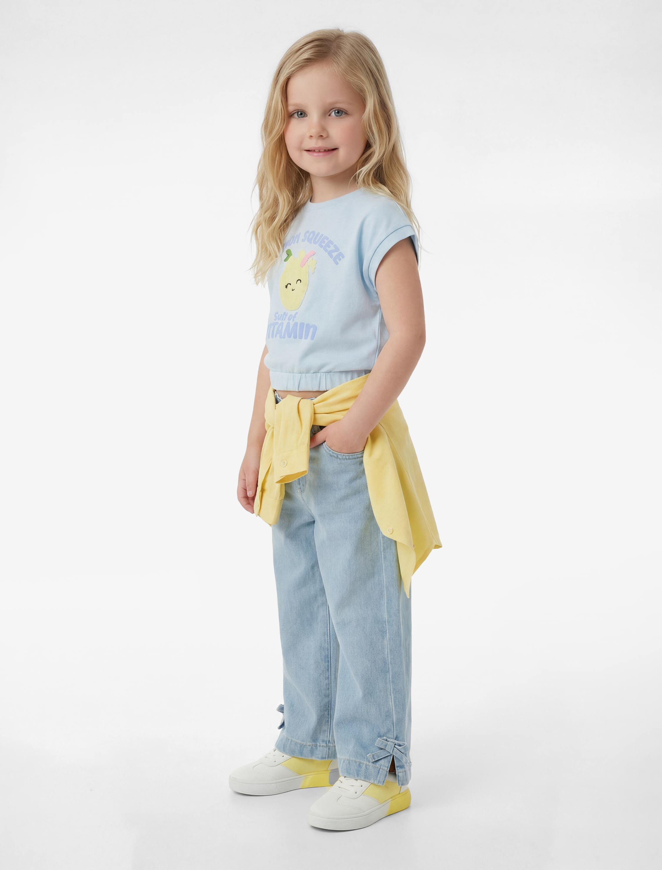  Kız Bebek Pamuklu Kolsuz Bisiklet Yaka Nakışlı Tişört