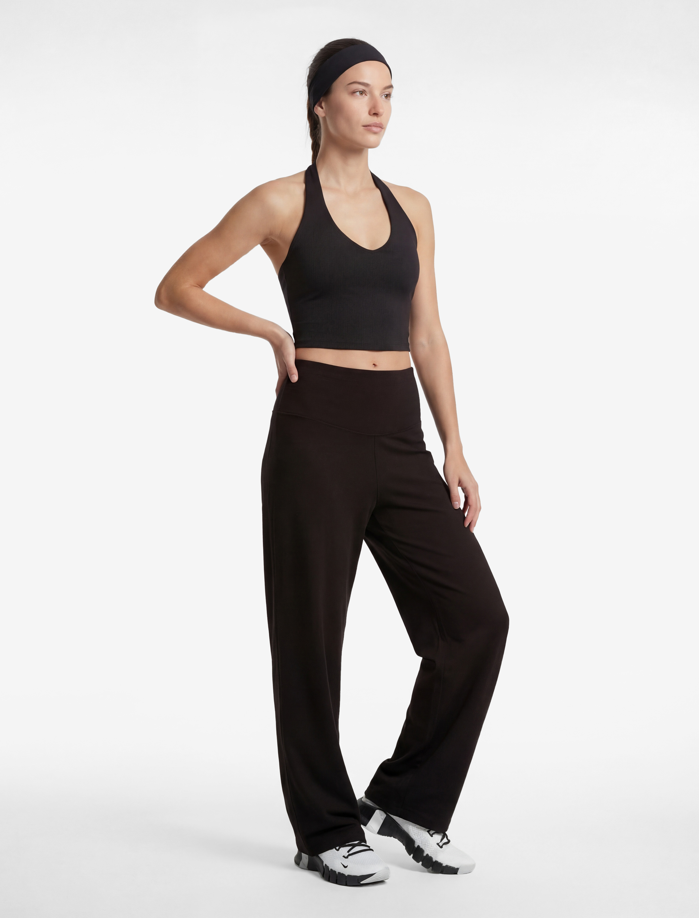   Yüksek Bel Slim Fit İspanyol Paça Spor Tayt