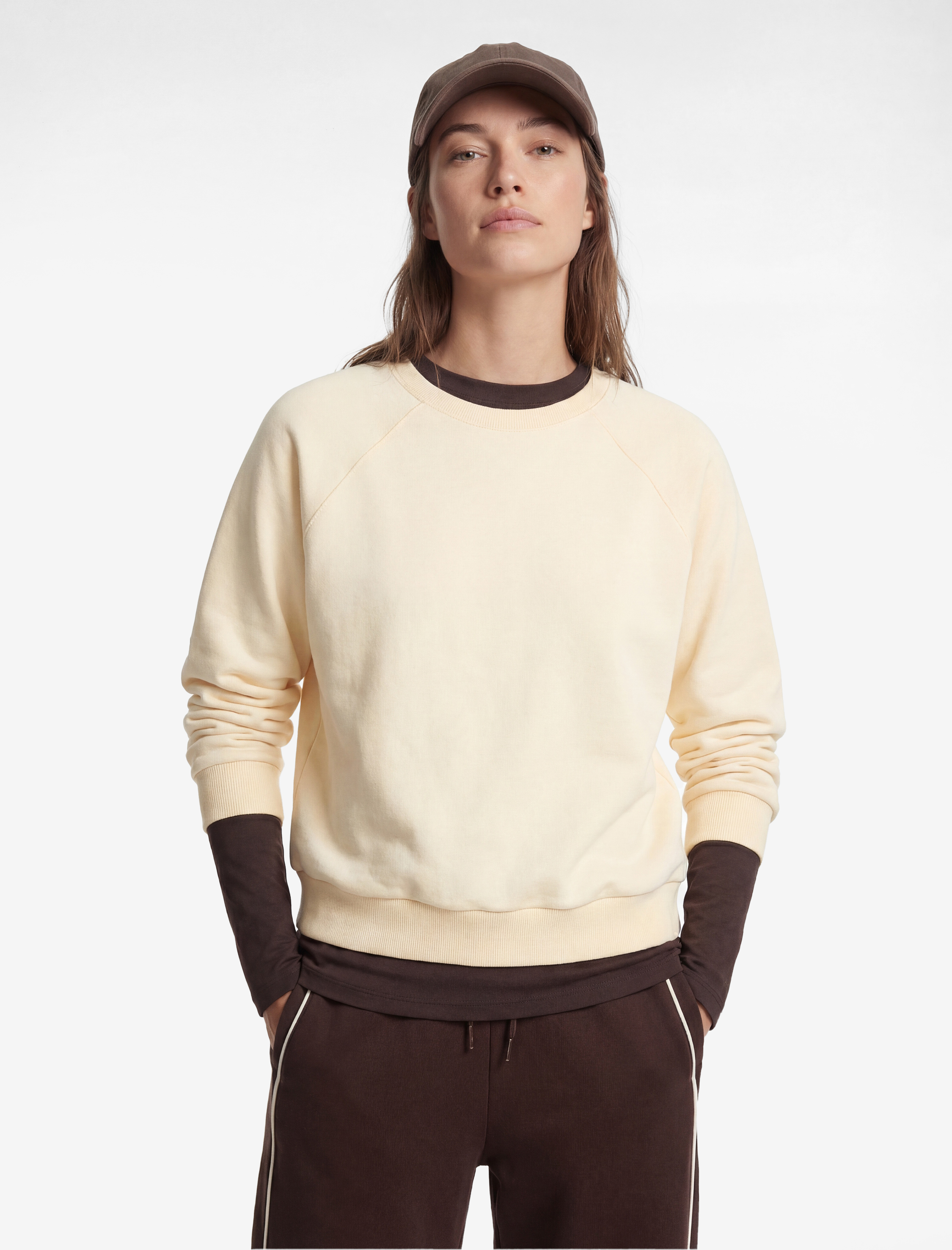   Şardonlu Uzun Kollu Bisiklet Yaka Rahat Kalıp Spor Sweatshirt