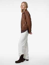 Uzun Kollu Cepli Fermuarlı Oversize Suni Deri Ceket