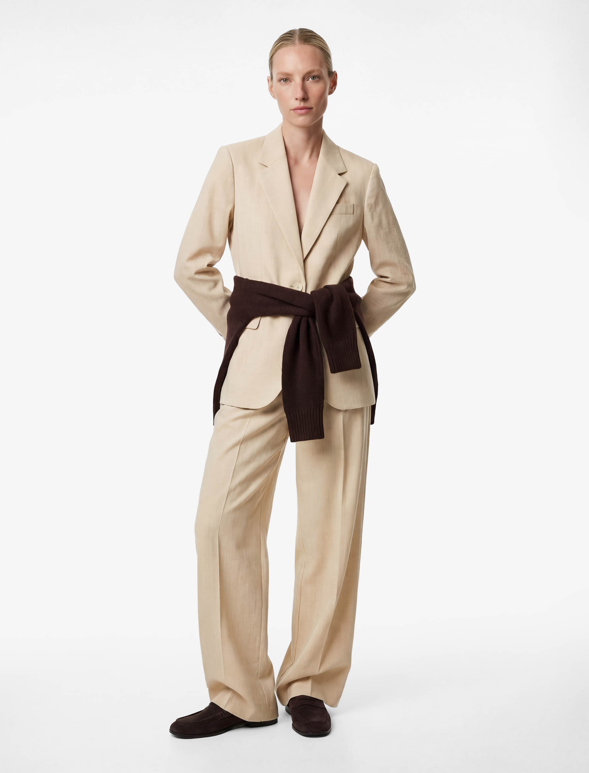   Viskon Karışımlı Normal Bel Pileli Geniş Paça Pantolon