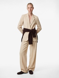 Viskon Karışımlı Normal Bel Pileli Geniş Paça Pantolon