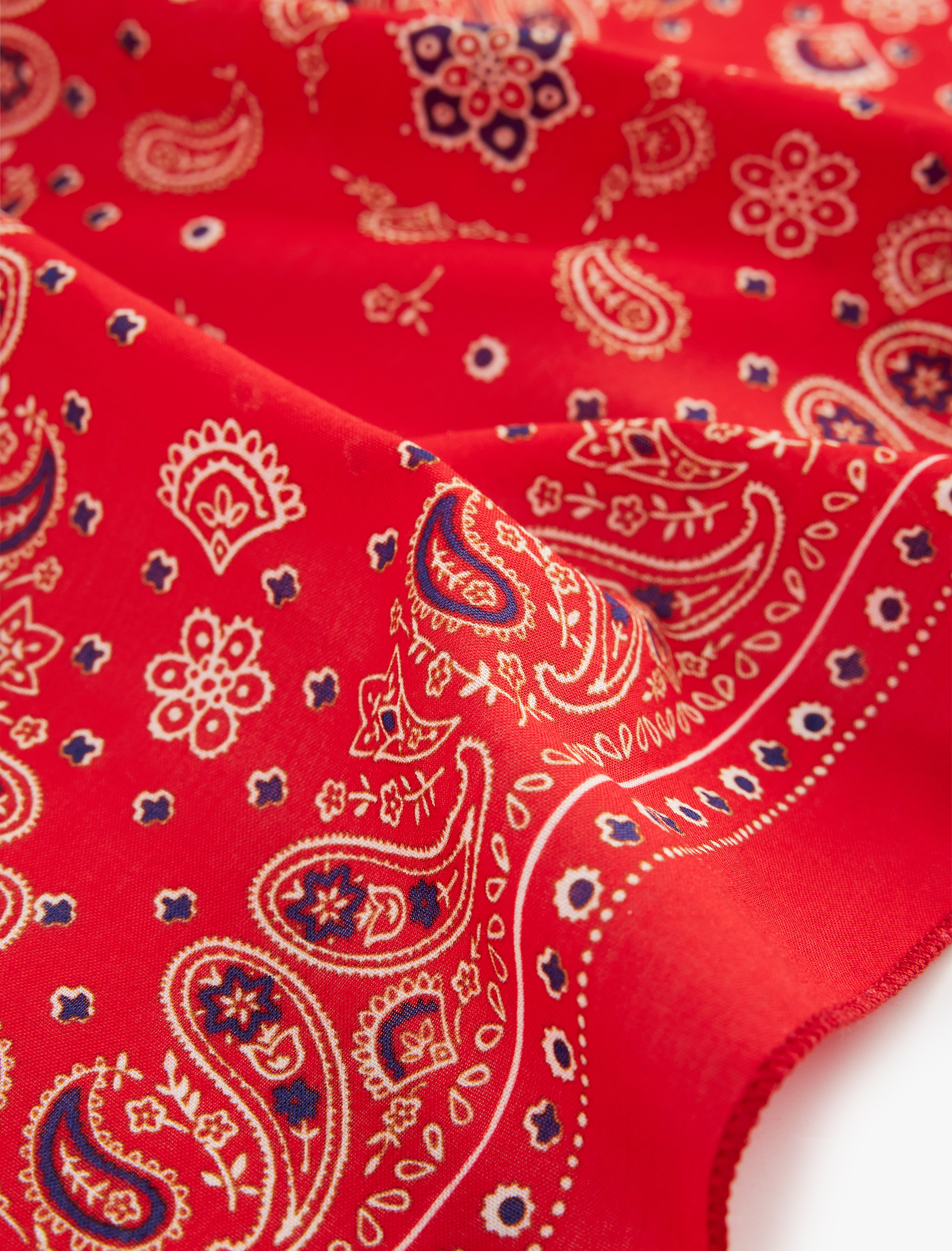  Kadın Etnik Desenli Pamuklu Kare Fular