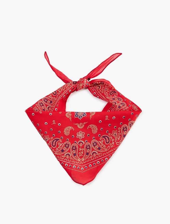 Kadın Etnik Desenli Pamuklu Kare Fular