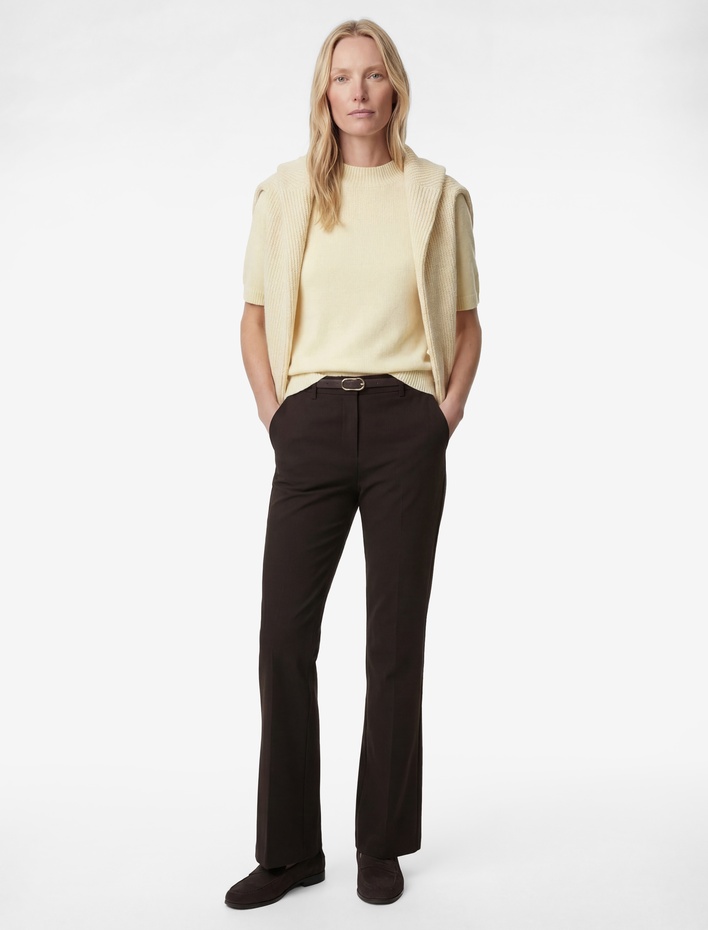  Slim Fit Normal Bel Kemerli İspanyol Paça Pantolon