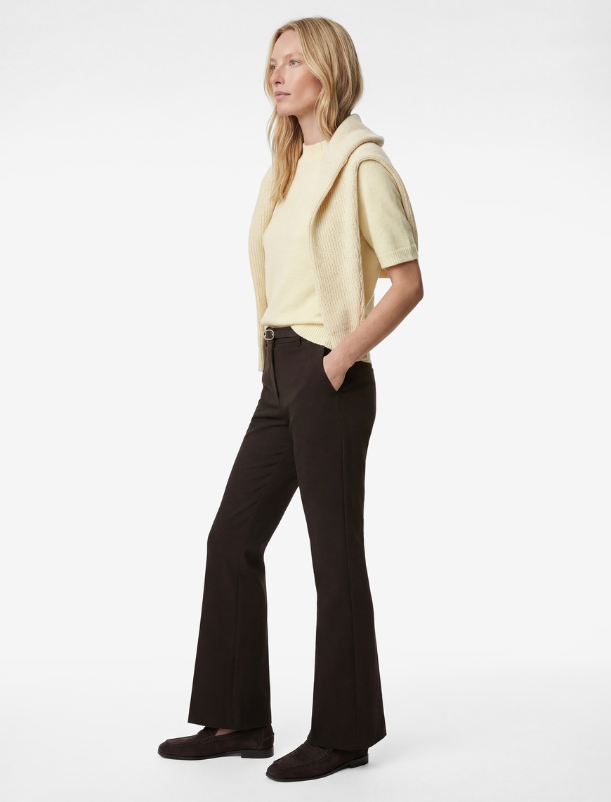 Koton Kadın Slim Fit Normal Bel Kemerli İspanyol Paça Pantolon