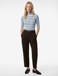 Yüksek Bel Rahat Kalıp Cepli Kemer Detaylı Cigarette Pantolon