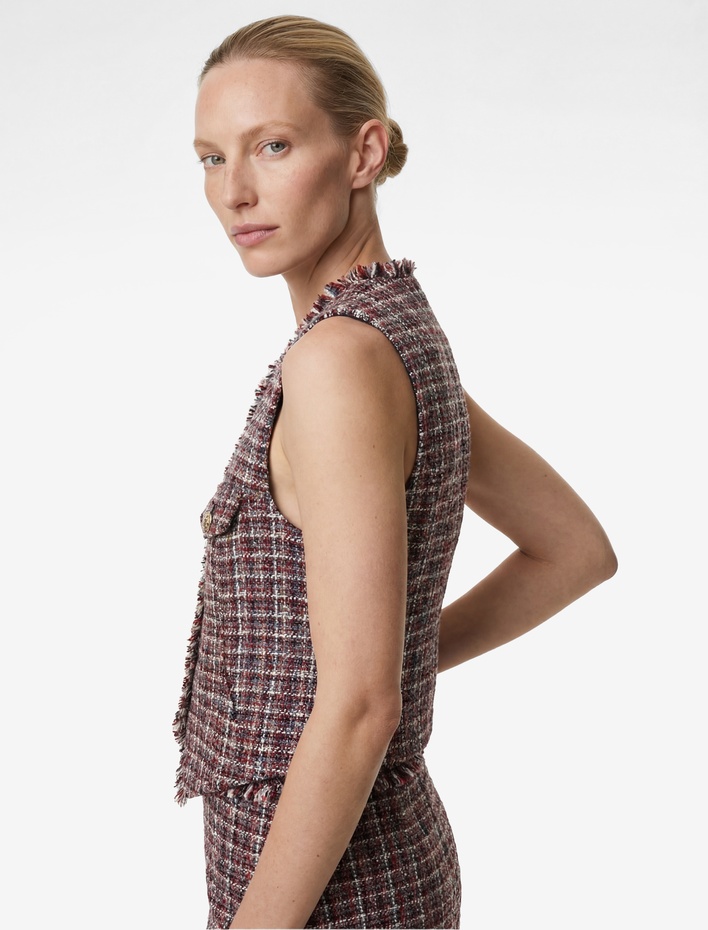  Kolsuz Bisiklet Yaka Düğmeli Metal Aksesuarlı Tüvit Yelek