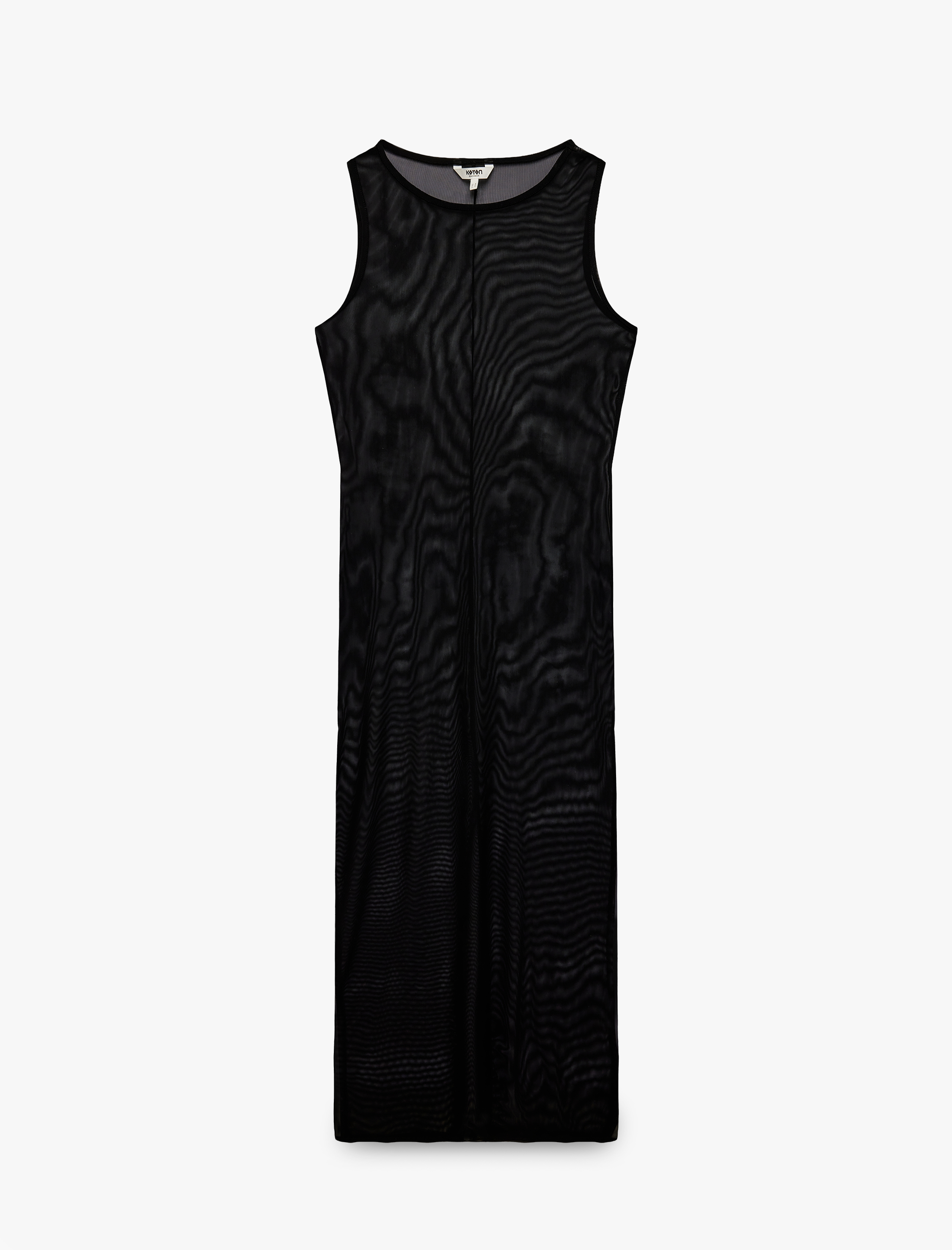   U Yaka Kolsuz Transparan Uzun Tül Plaj Elbisesi