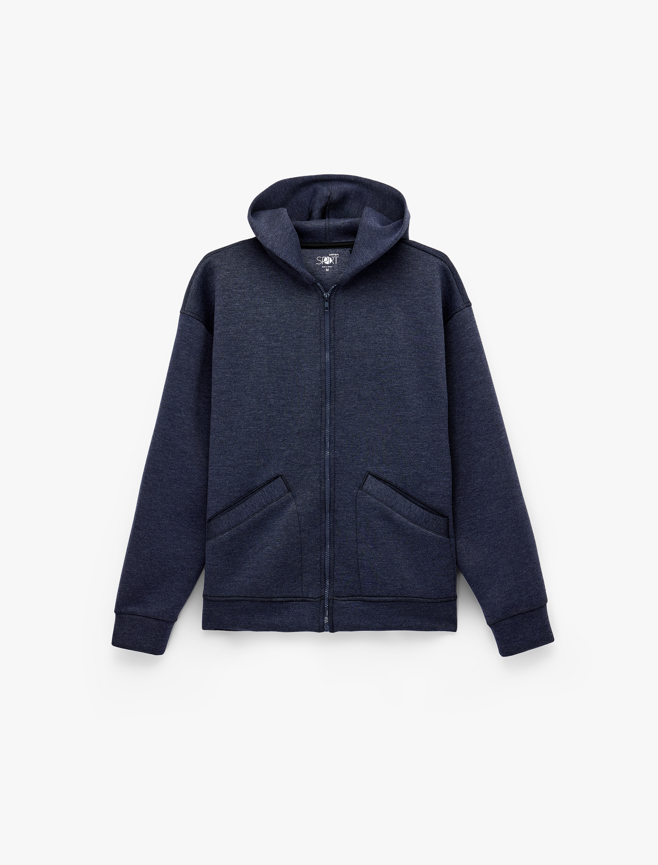   Uzun Kollu Cepli Fermuarlı Kapşonlu Oversize Sweatshirt