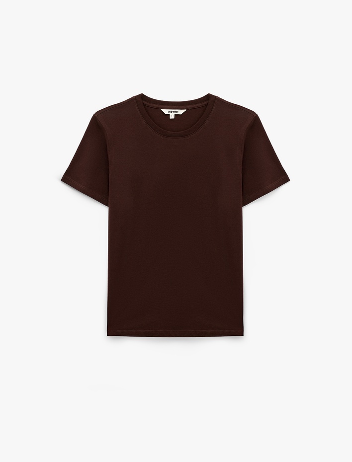  Pamuklu Kısa Kollu Bisiklet Yaka Basic Tişört