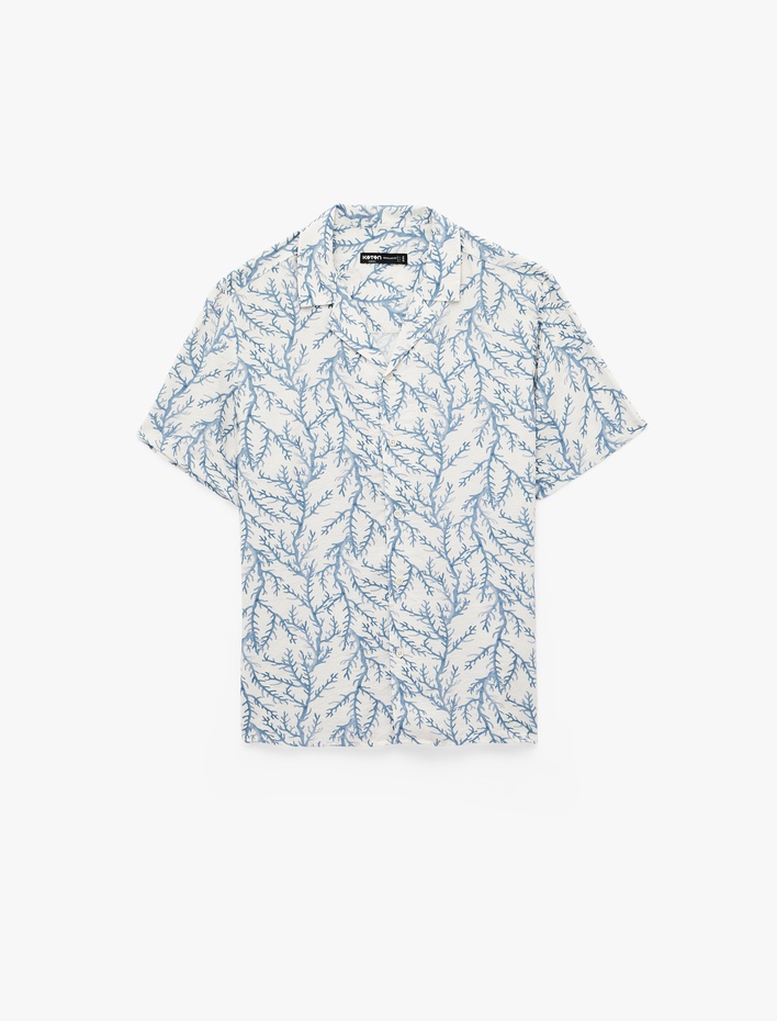  Regular Fit Kısa Kollu Devrik Yaka Desenli Gömlek