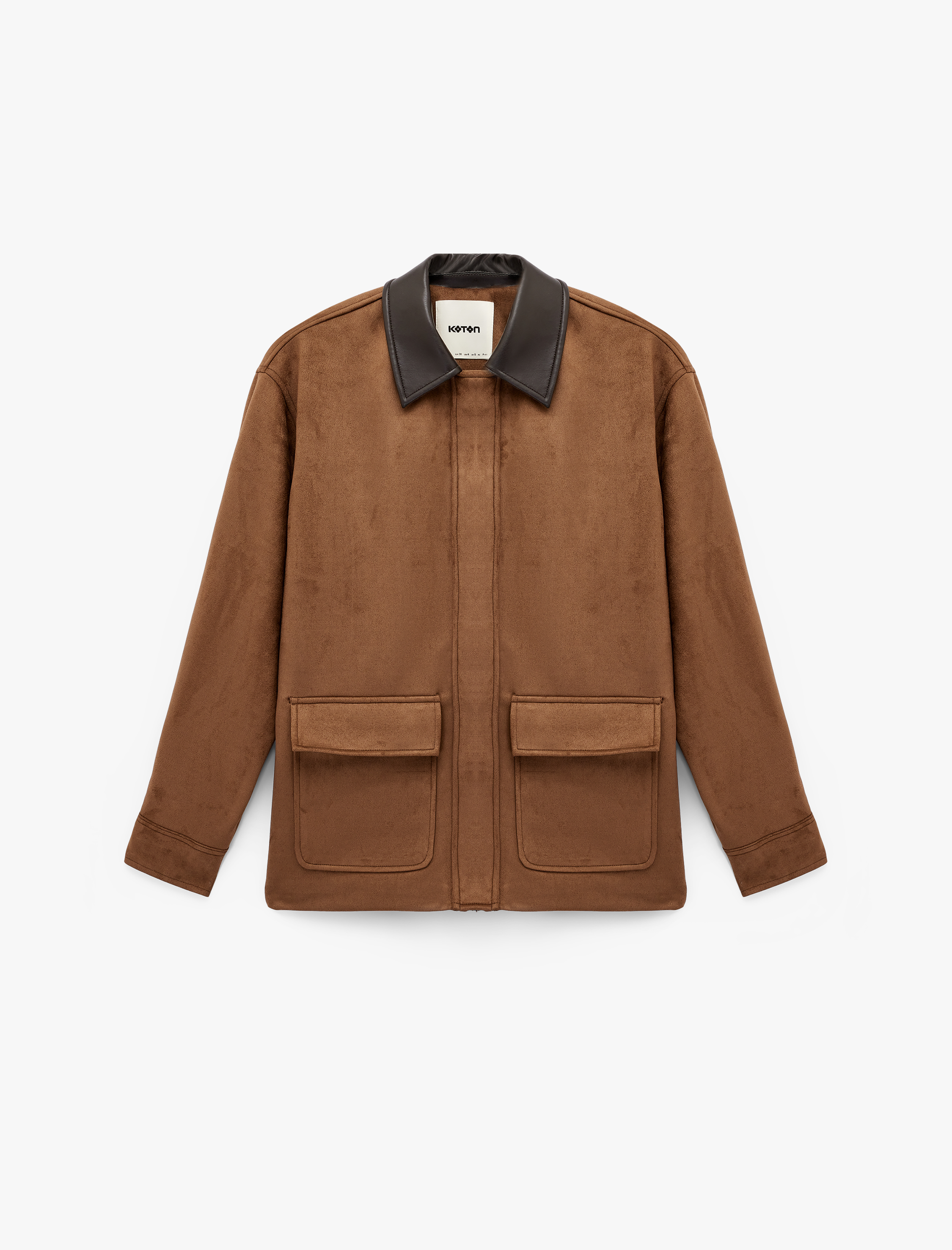   Uzun Kollu Fermuarlı Cepli Süet Görünümlü Oversize Mevsimlik Ceket