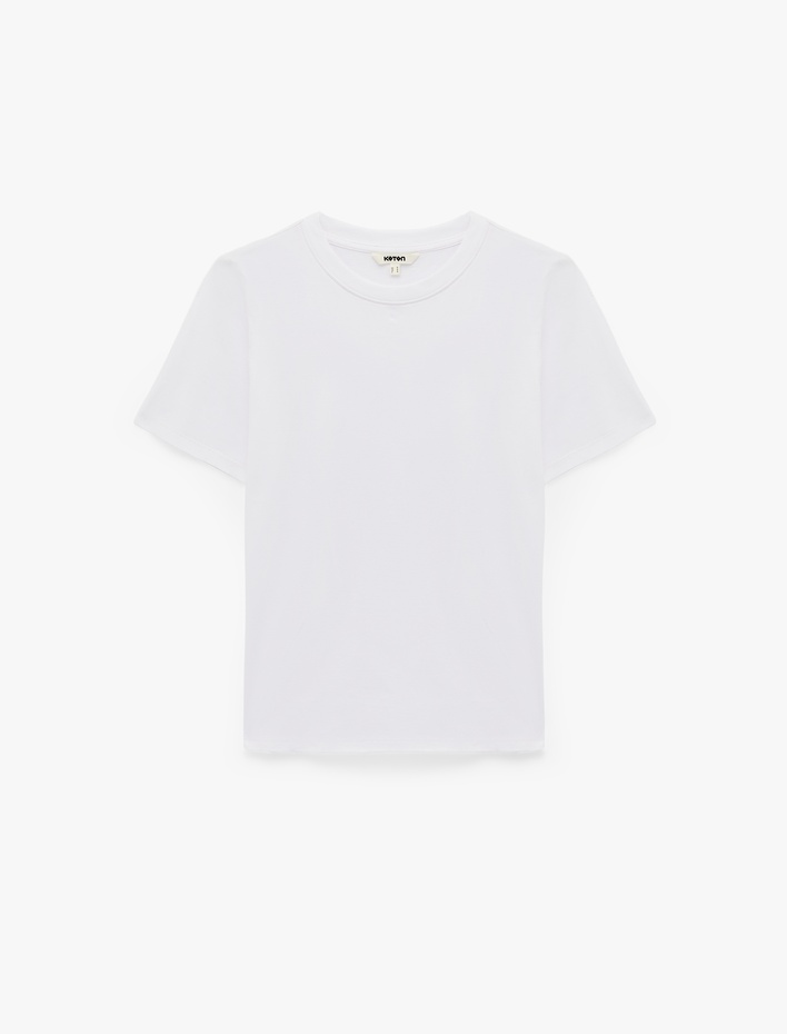  Pamuklu Uzun Kollu Bisiklet Yaka Basic Tişört