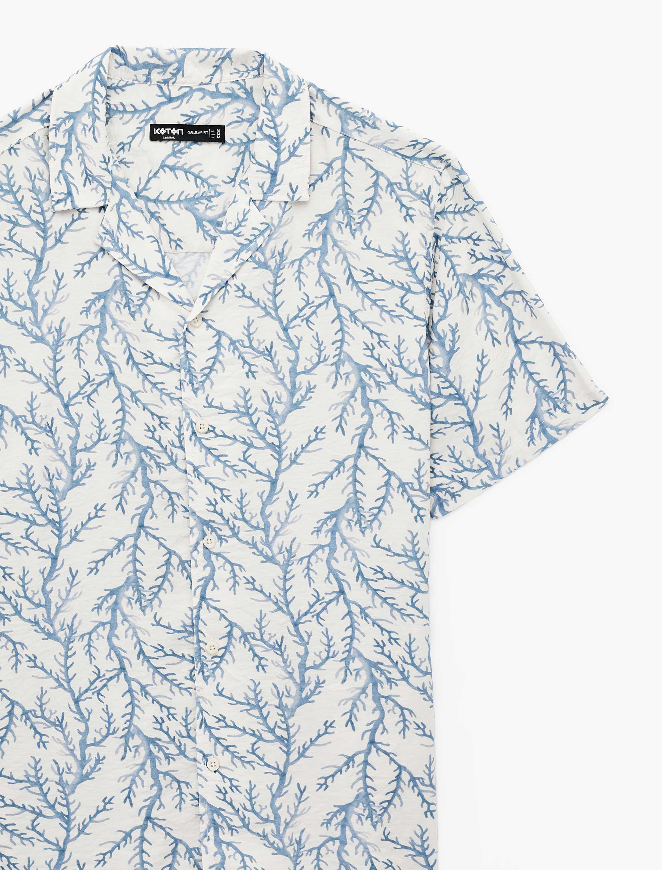   Regular Fit Kısa Kollu Devrik Yaka Desenli Gömlek