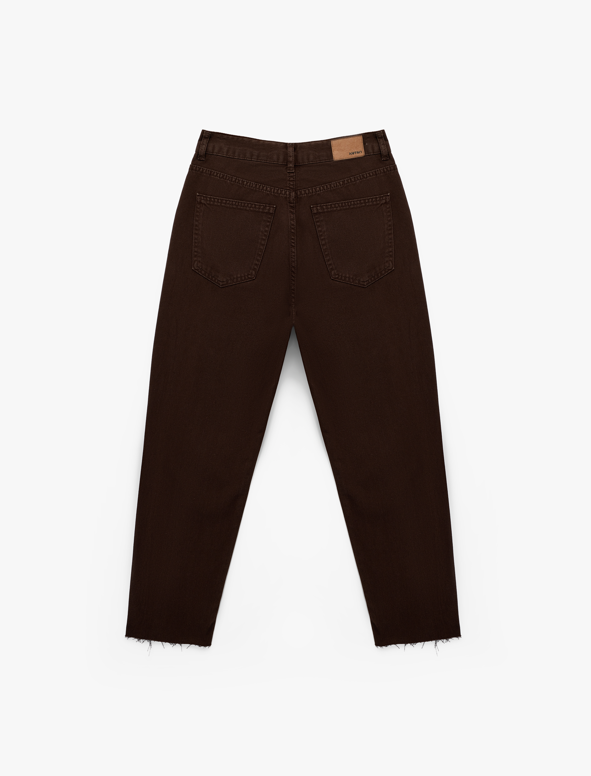   Yüksek Bel Cepli Düğmeli Pamuklu Düz Paça Denim Pantolon - Mom Slim Jean