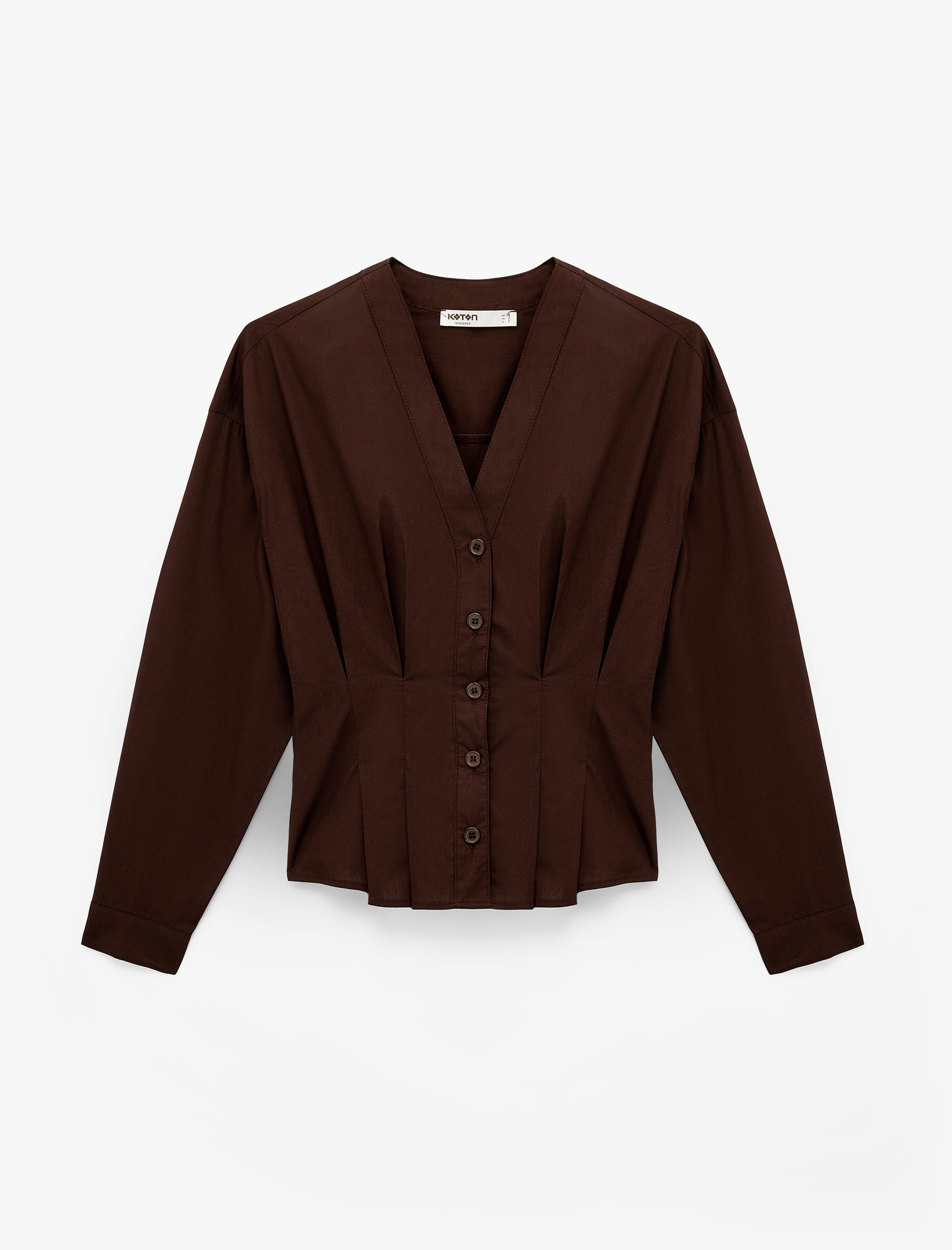   Pamuklu Uzun Kollu Düğmeli V Yaka Gömlek