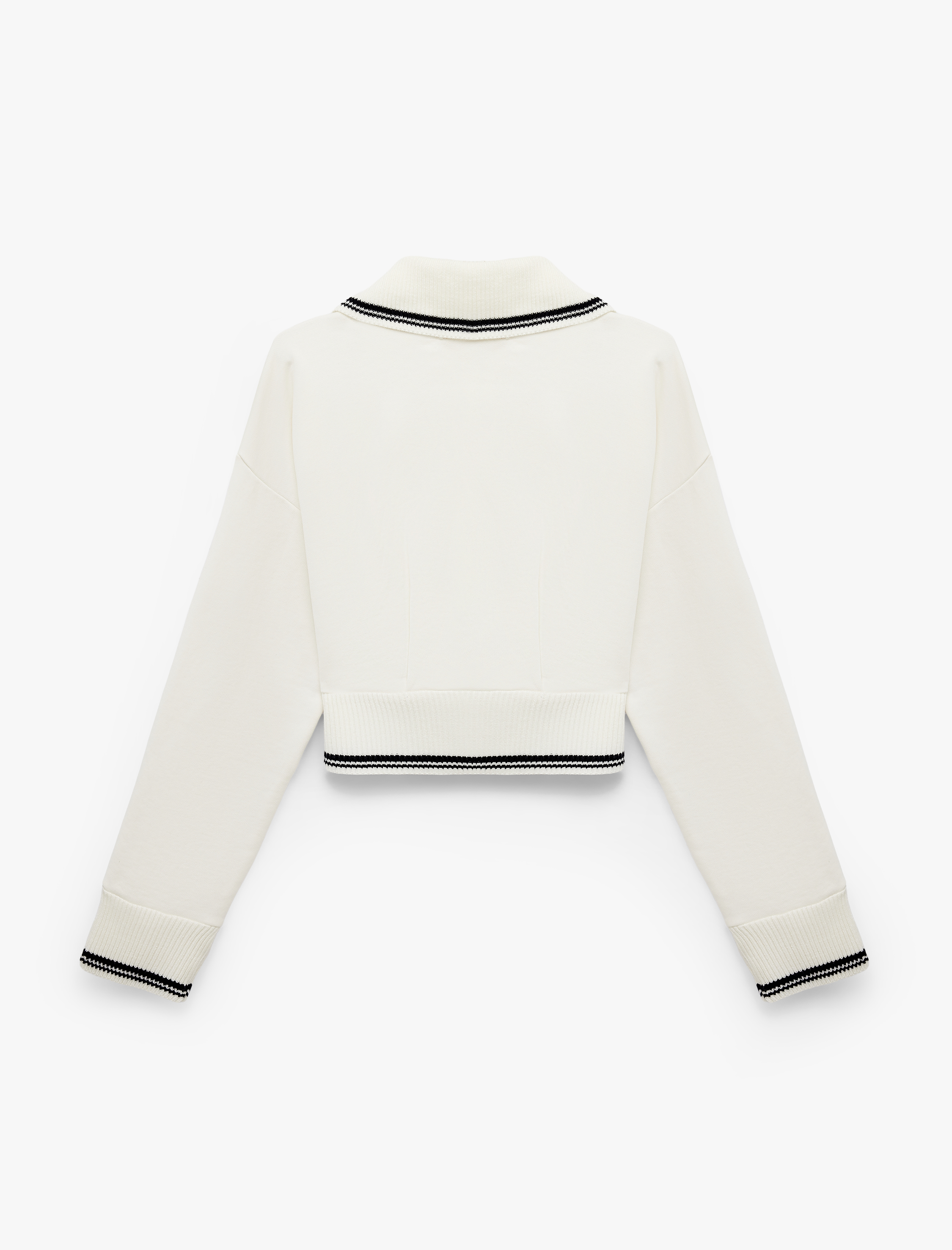   Şardonlu Dik Yaka Biyeli Uzun Kollu Fermuarlı Sweatshirt