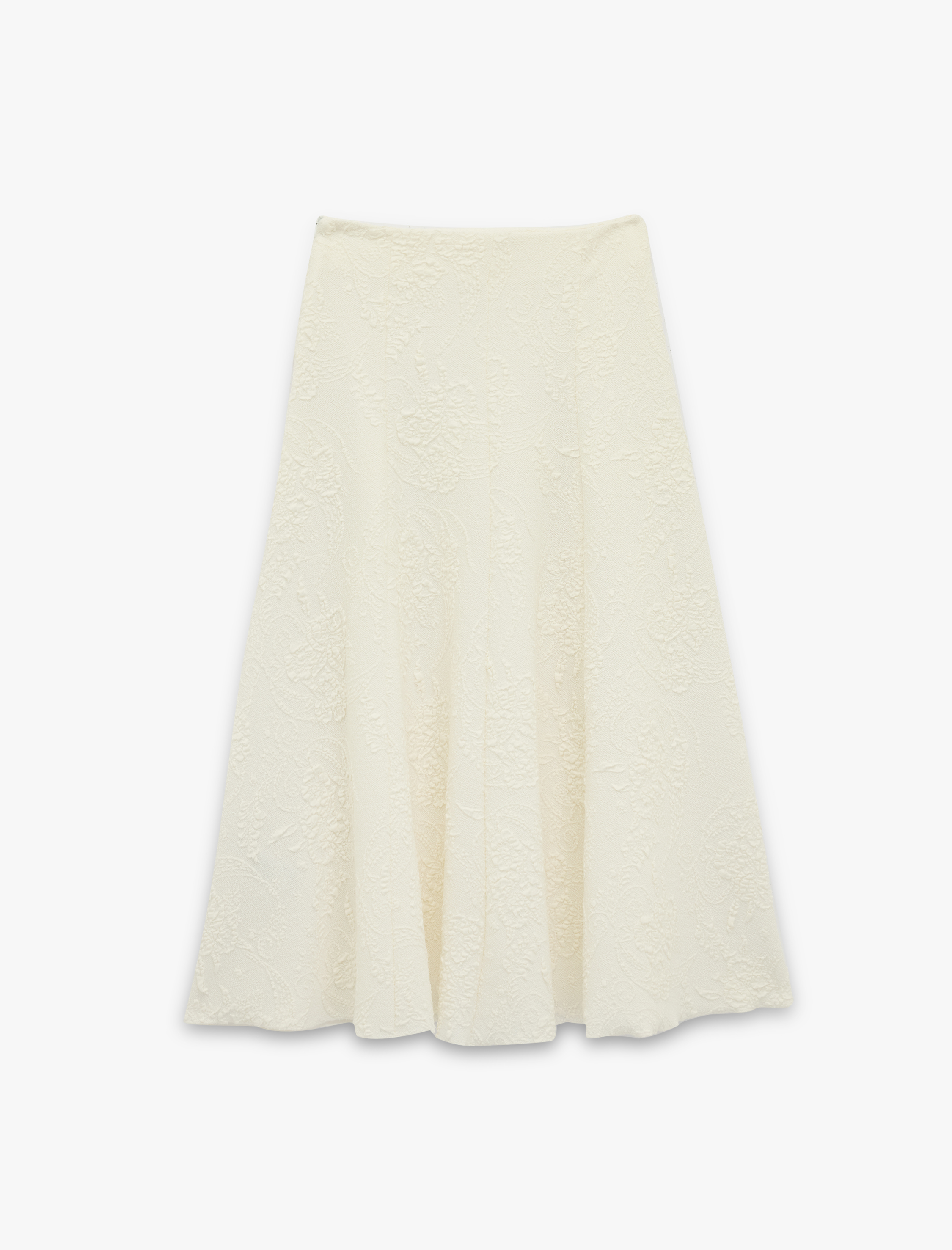   Rahat Kalıp Floral Dokulu A Kesim Midi Etek