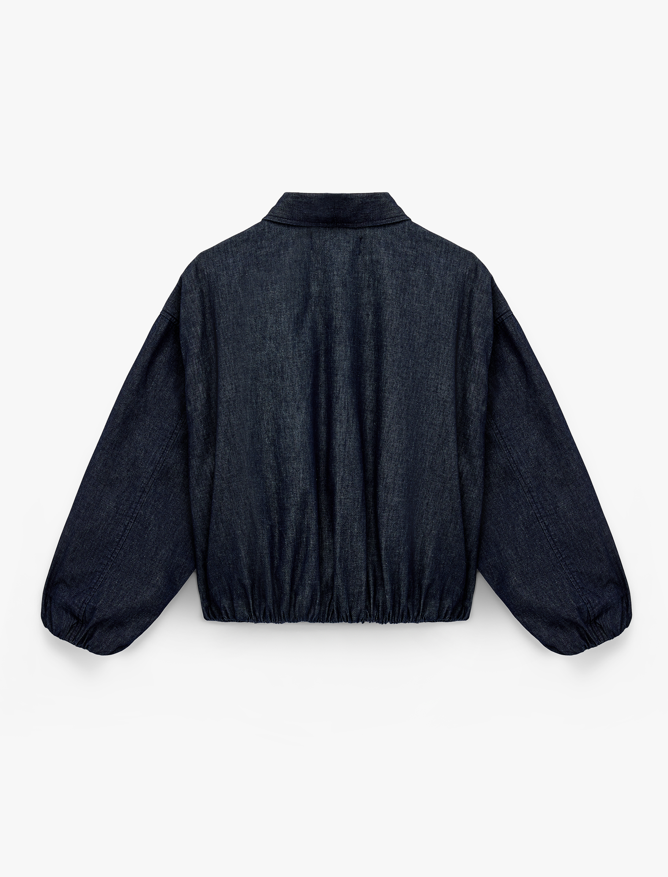   Pamuklu Cepli Rahat Kalıp Uzun Kollu Fermuarlı Denim Bomber Ceket