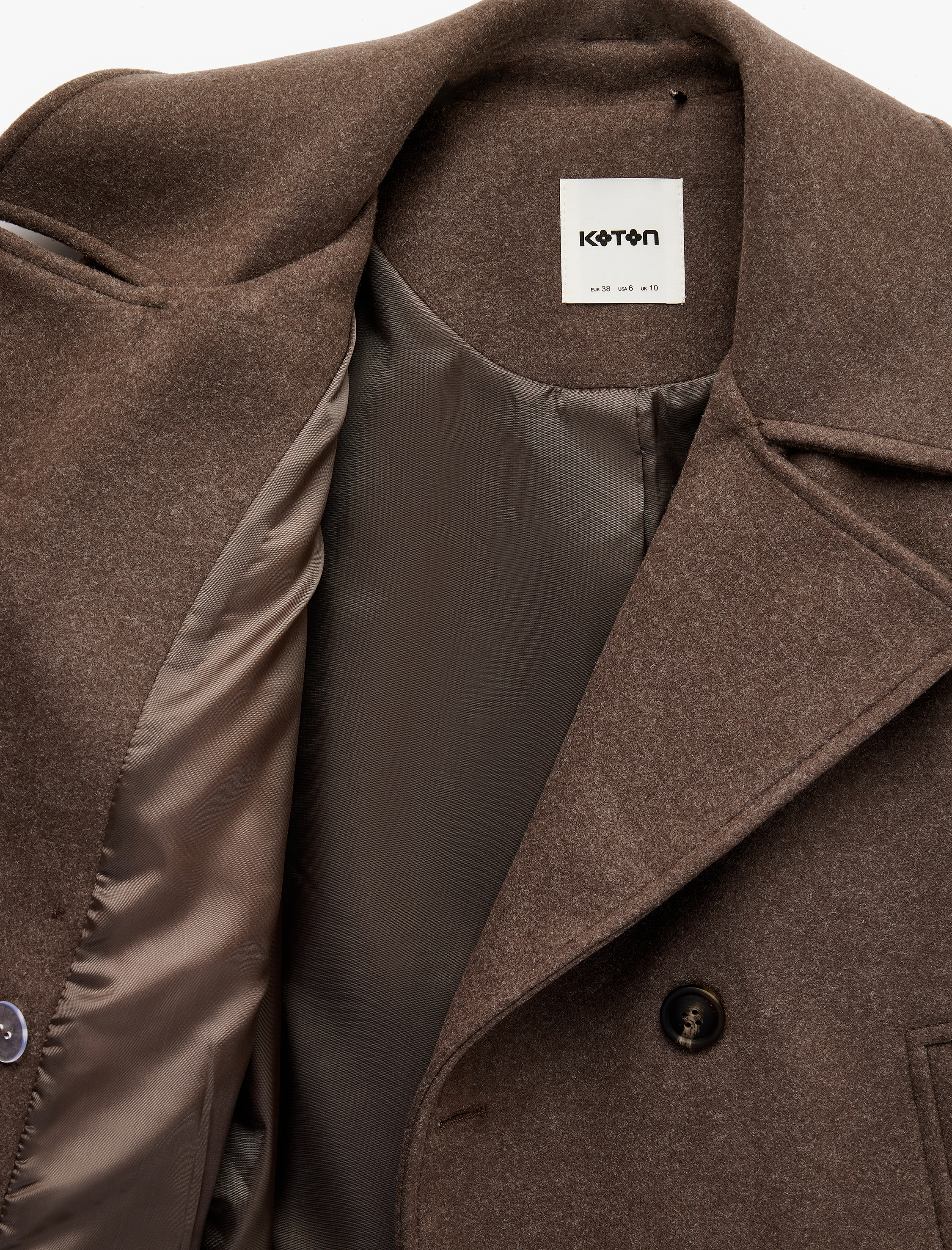   Uzun Kollu Cepli Düğmeli Kruvaze Crop Mevsimlik Kaşe Ceket