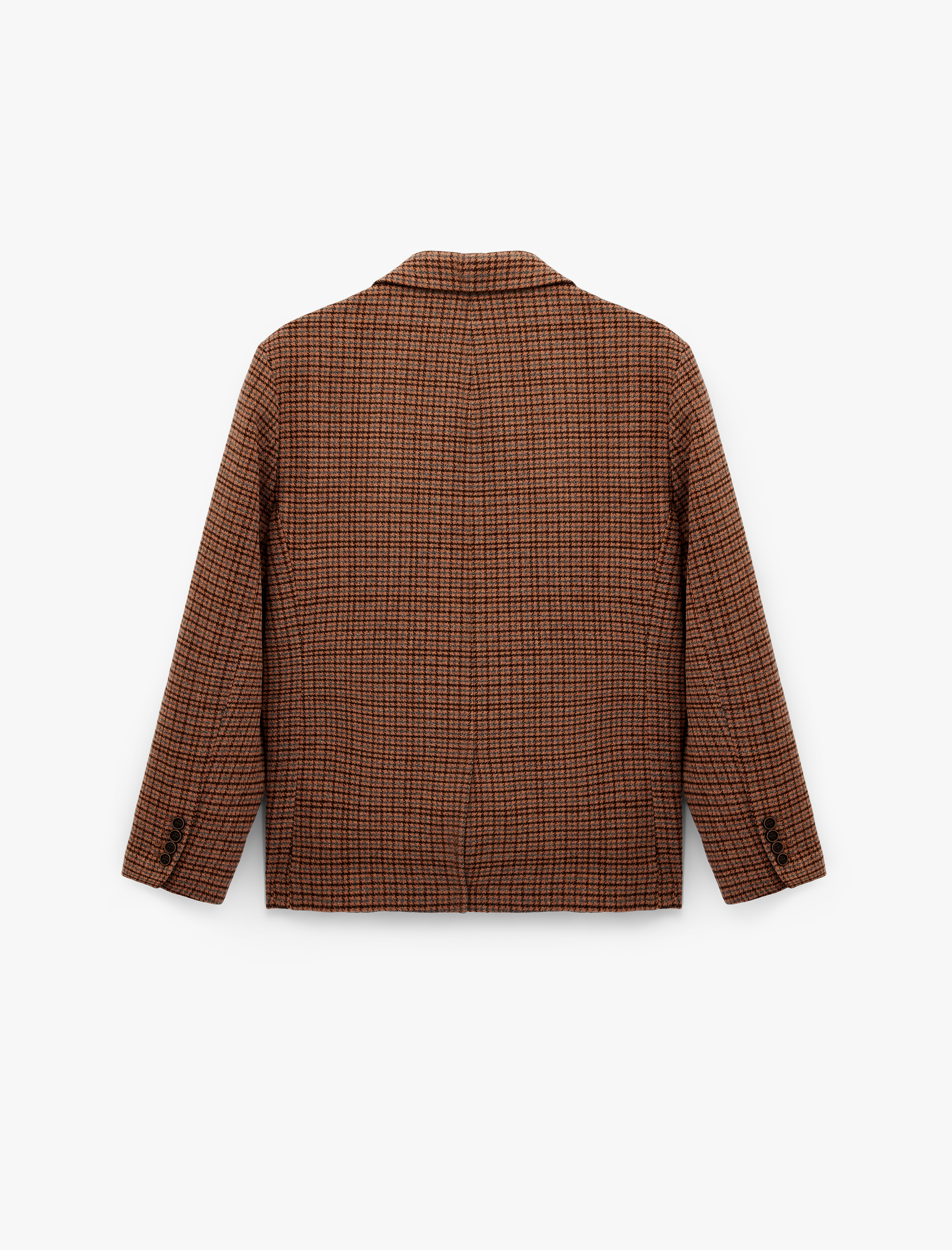   Regular Fit Uzun Kollu Kapaklı Cepli Ekose Desenli Mono Yaka Blazer Ceket