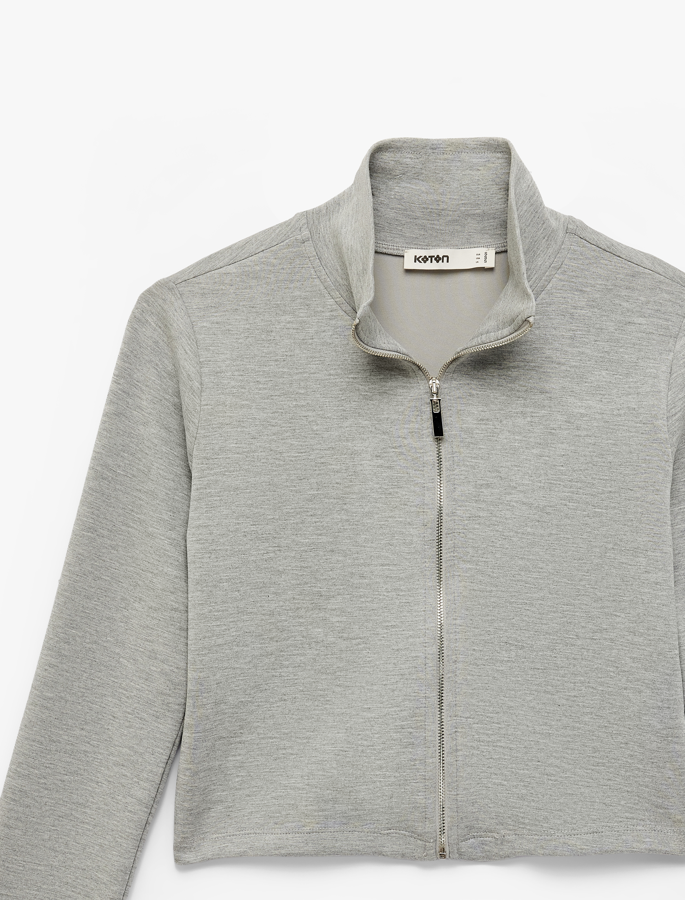   Modal Kumaş Uzun Kollu Dik Yaka Fermuarlı Hırka