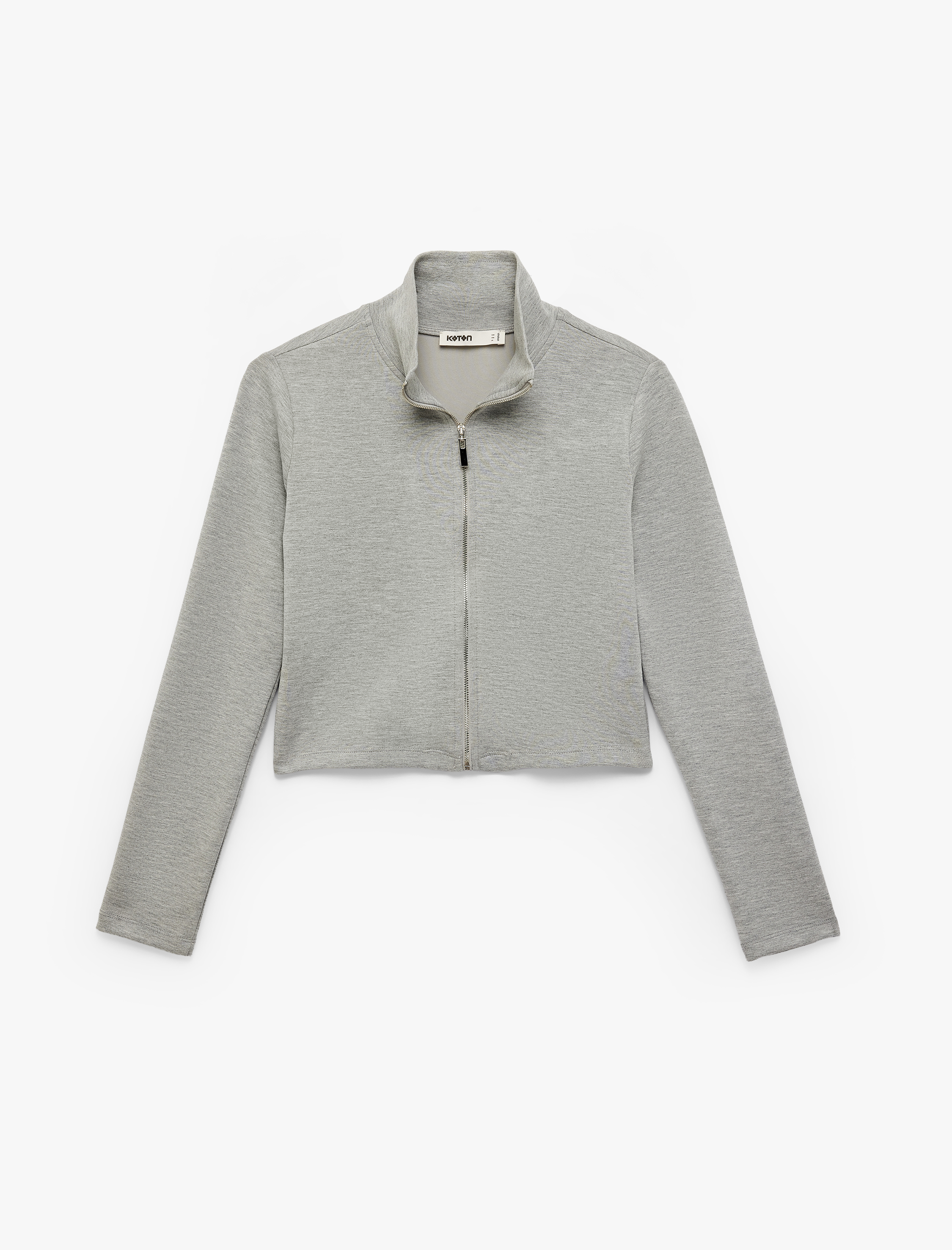   Modal Kumaş Uzun Kollu Dik Yaka Fermuarlı Hırka