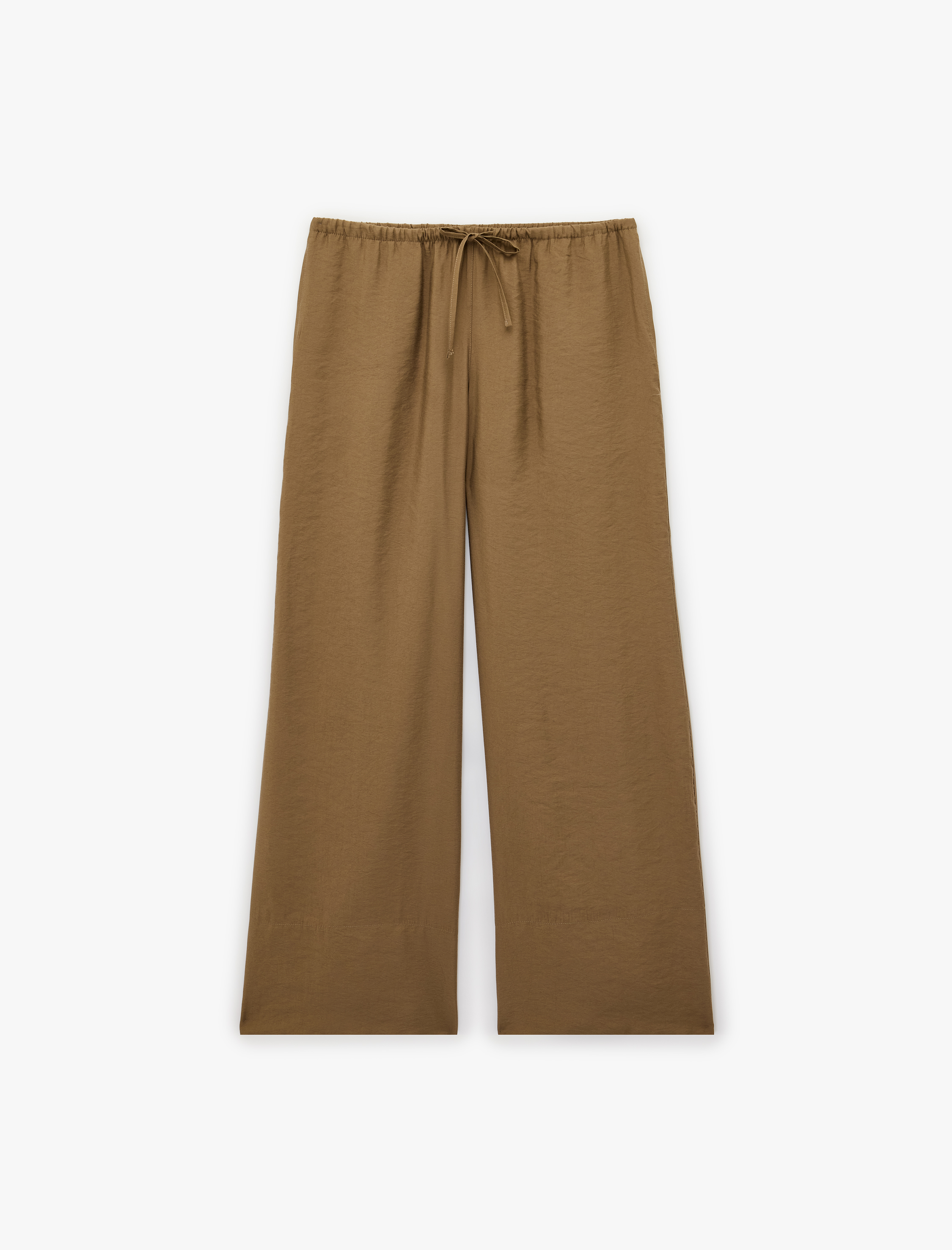   Modal Kumaş Beli Bağcıklı Geniş Paça Pantolon