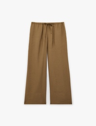 Modal Kumaş Beli Bağcıklı Geniş Paça Pantolon