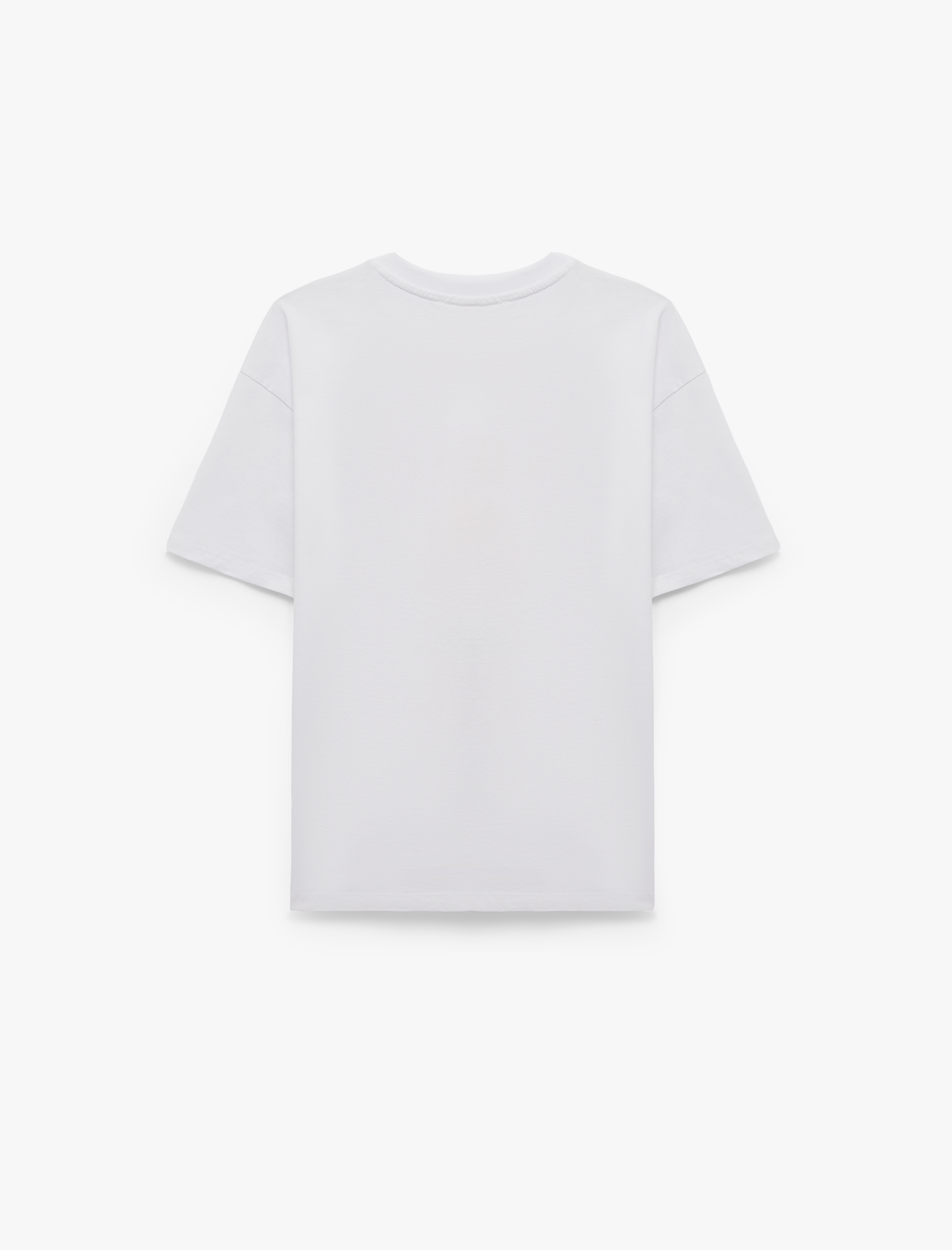   Rahat Kalıp Kısa Kollu Bisiklet Yaka Hibiskus Baskılı Tişört