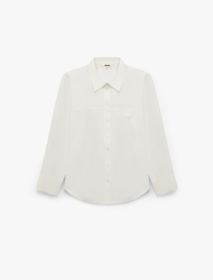  Pamuklu Uzun Kollu Cep Detaylı Oversize Gömlek