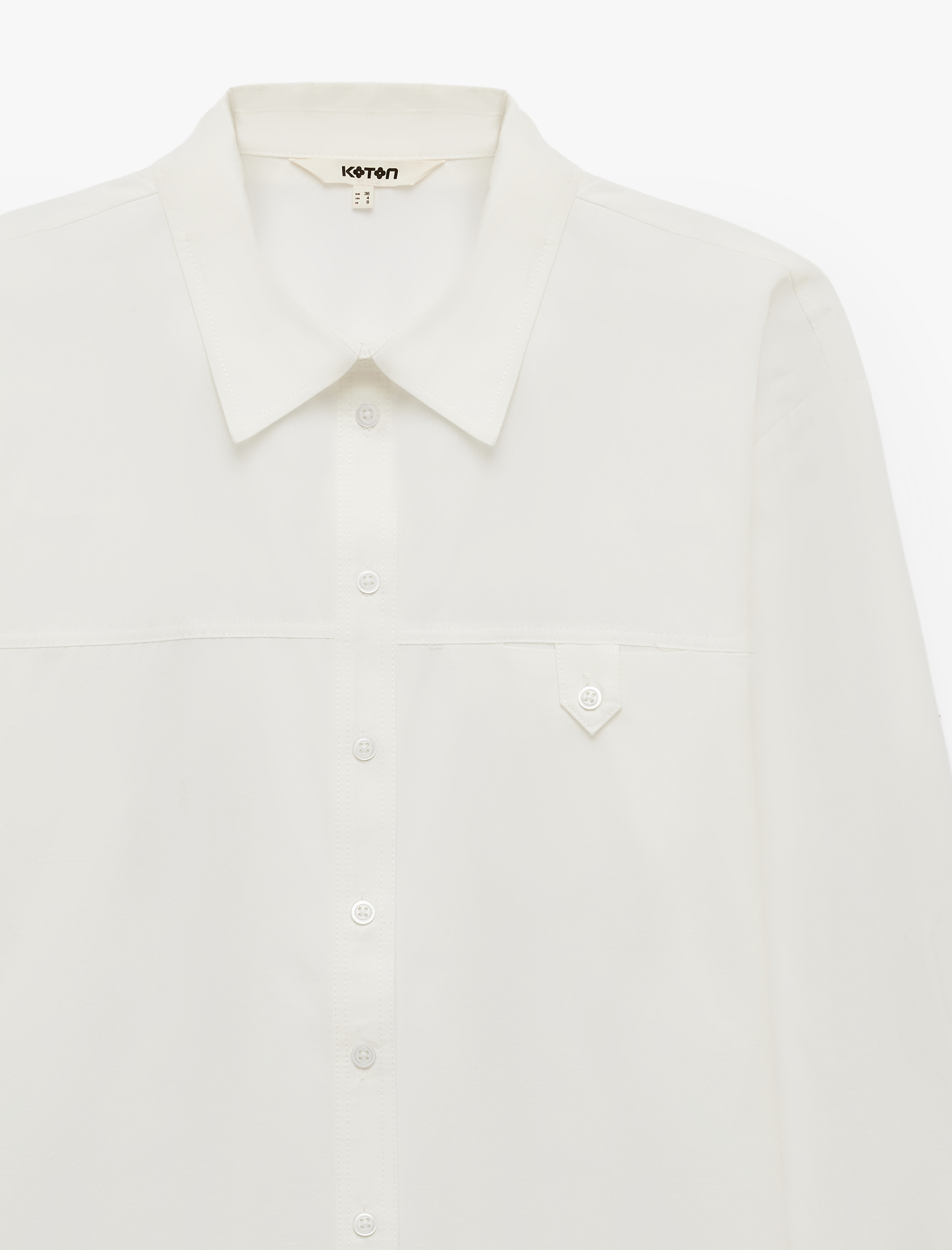   Pamuklu Uzun Kollu Cep Detaylı Oversize Gömlek