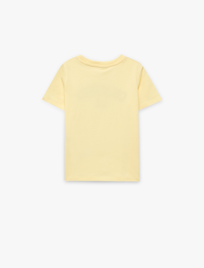 Erkek Bebek Pamuklu Kısa Kollu Bisiklet Yaka Baskılı Tişört