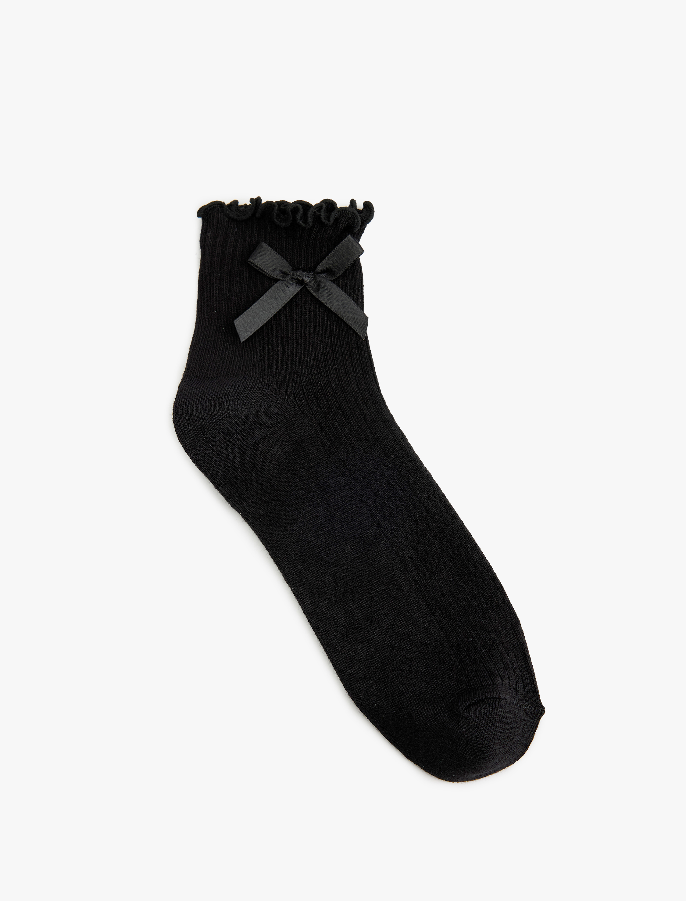  Kadın Fırfır Detaylı Fiyonklu Pamuklu Soket Çorap