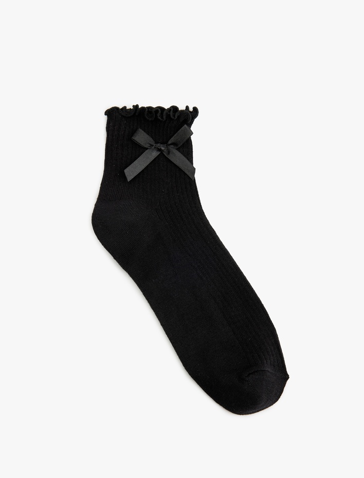 Kadın Fırfır Detaylı Fiyonklu Pamuklu Soket Çorap