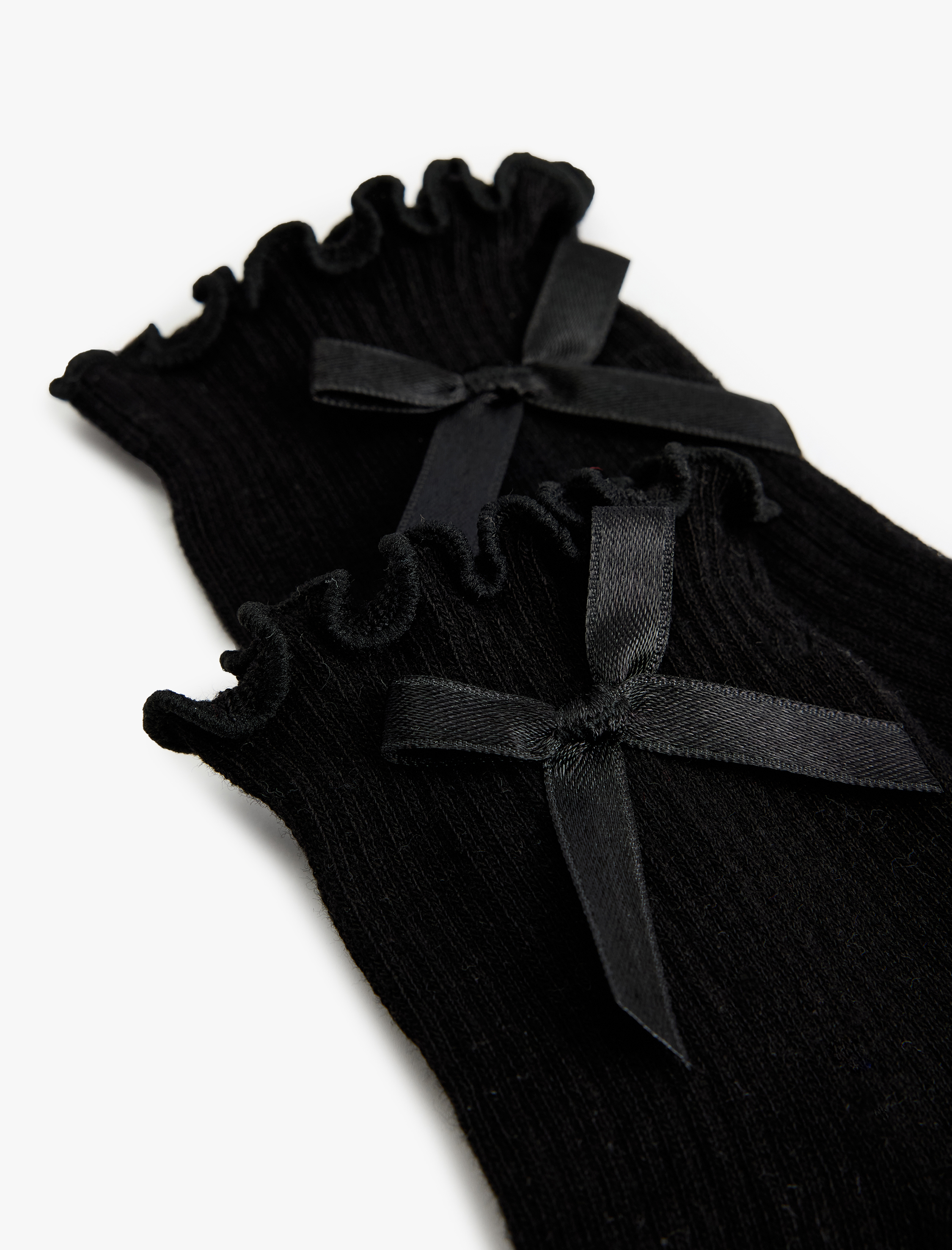  Kadın Fırfır Detaylı Fiyonklu Pamuklu Soket Çorap