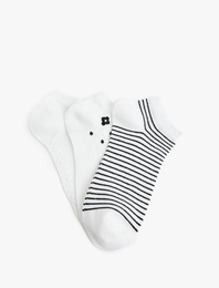 Pamuklu Desenli 3'lü Patik Çorap Seti