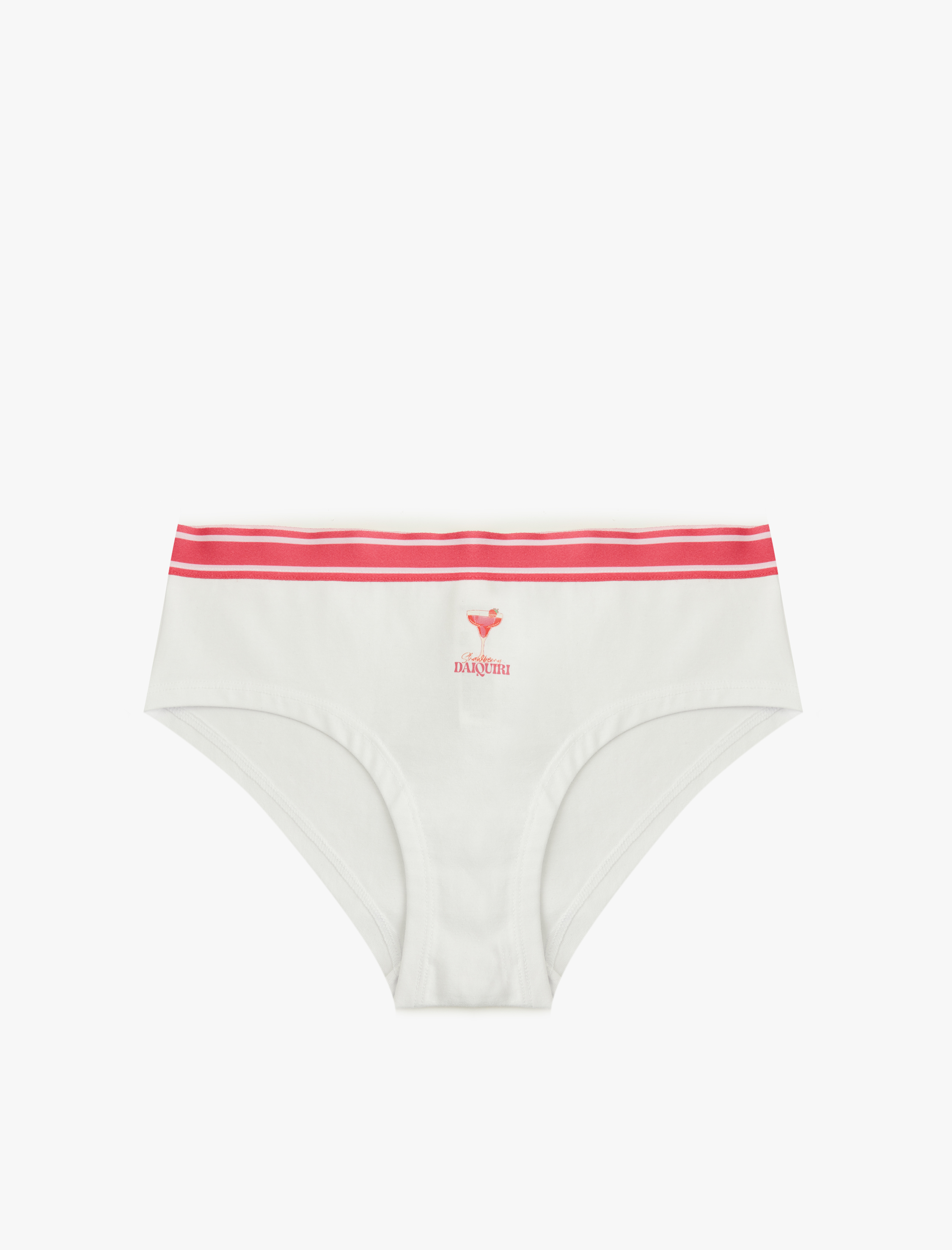   Rahat Kalıp Çizgili Pamuklu Baskılı Yüksek Bel Hipster Külot