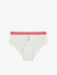 Rahat Kalıp Çizgili Pamuklu Baskılı Yüksek Bel Hipster Külot