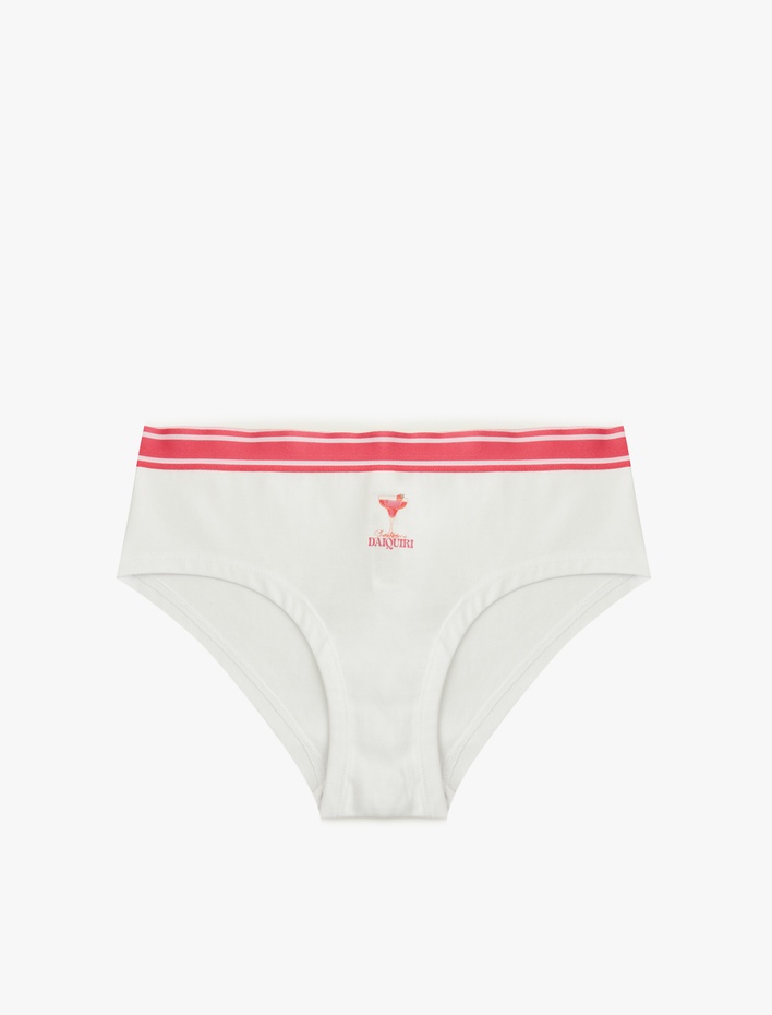  Rahat Kalıp Çizgili Pamuklu Baskılı Yüksek Bel Hipster Külot